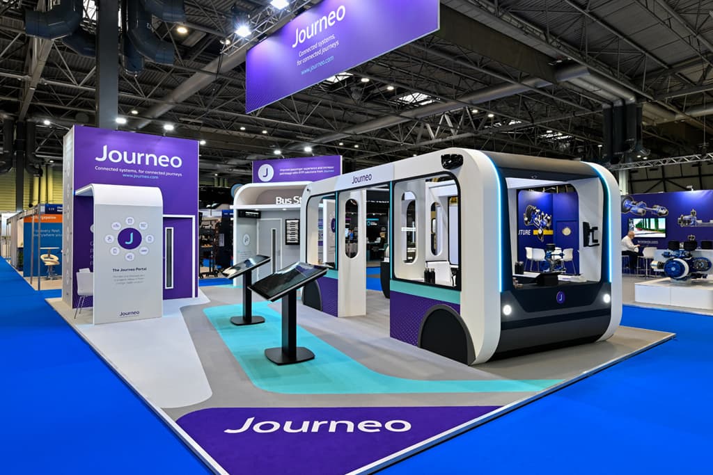 Hybrid modular exhibition stand designed and built by T2 Display, UK